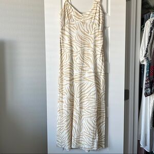 Zara Tan and White Spaghetti Strap Sundress